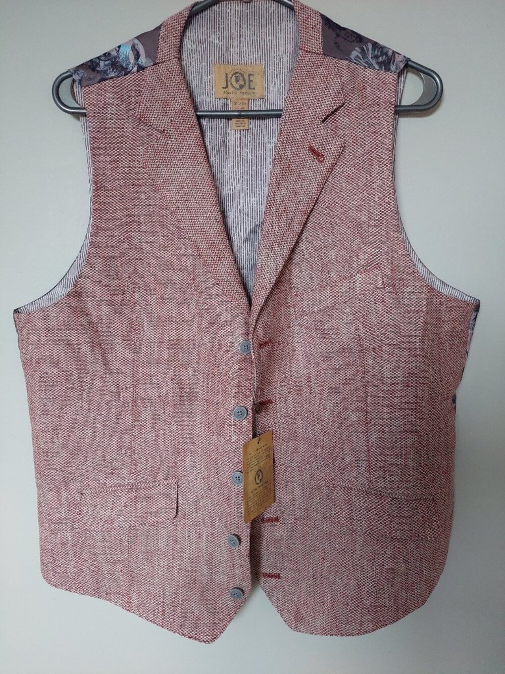 JOE Joseph Abboud Men's XL Slim Fit Linen Blend Suit Vest Pink